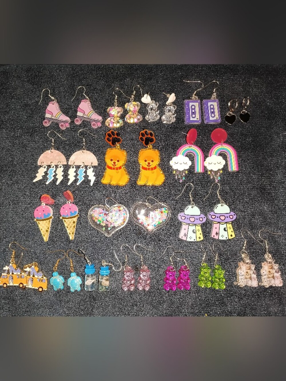 (18 Pairs)-Kids Colorful Novelty Earrings- Multicolor